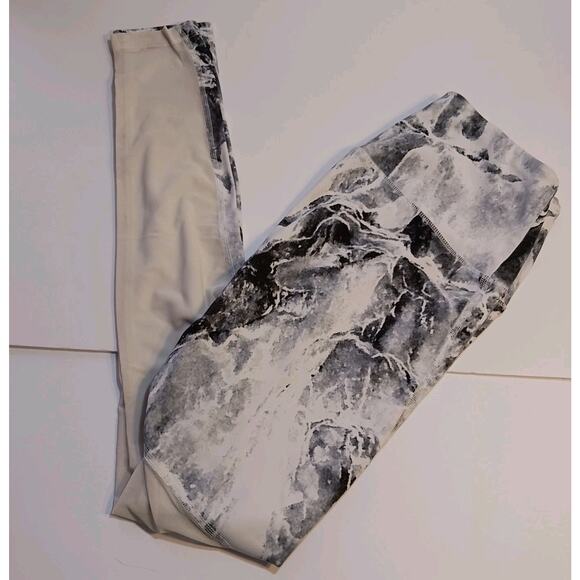 Varley Leggings Women's Small Var-Tech Black White Grey Marble Mesh Panels - Picture 1 of 13